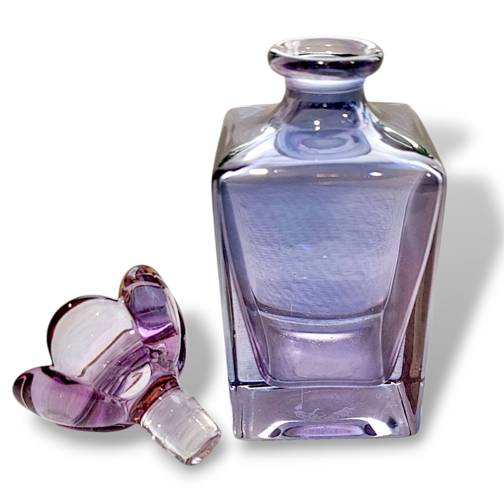 Same Cristallerie Amethyst Lead Crystal Perfume Bottle Gold Flower Stopper - Picture 5 of 7